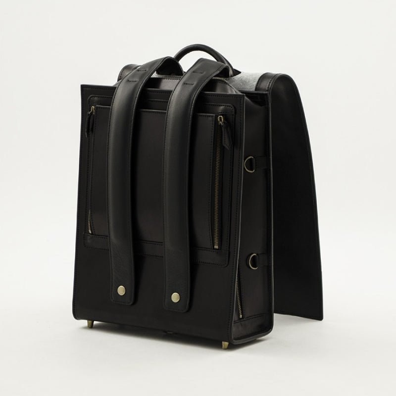 Black backpack on a white background