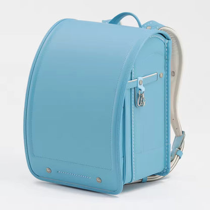 Zen Backpack – Premium Canvas and Leather – Light Blue – Front View