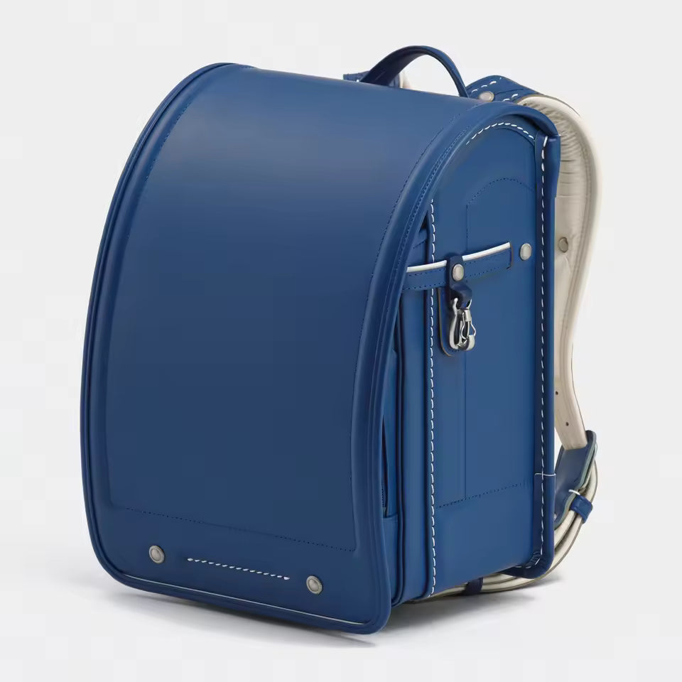 Zen Backpack – Premium Canvas and Leather – Navy Blue – Front View