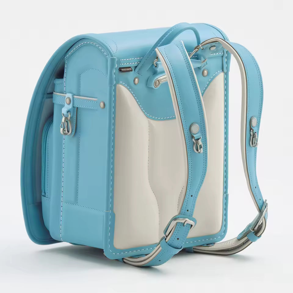 Zen Backpack – Premium Canvas and Leather – Navy Blue – Back View