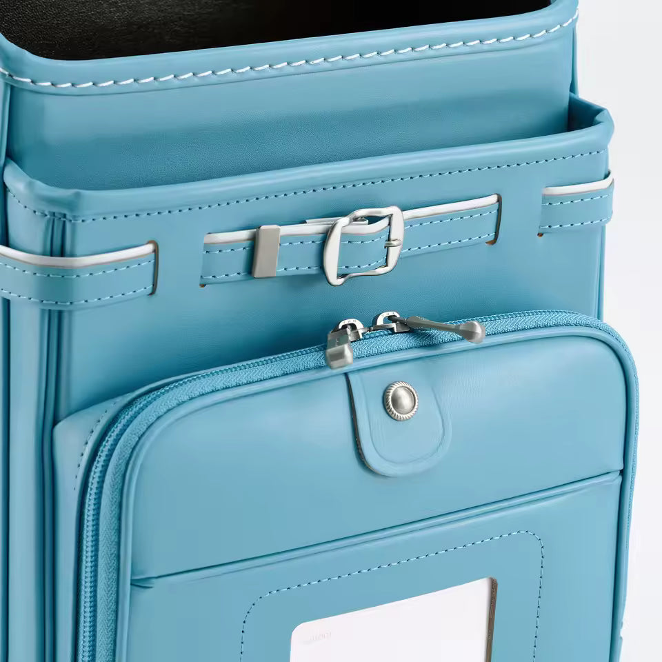 Zen Backpack – Premium Canvas and Leather – Navy Blue – Pocket View