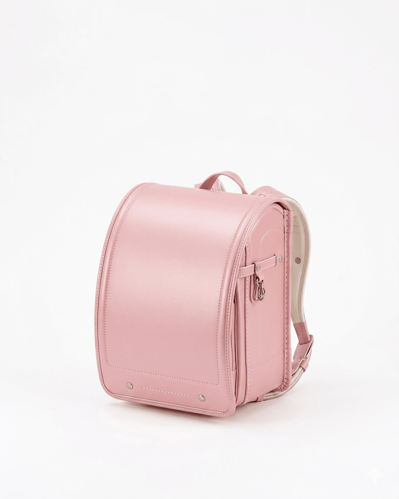 Pink backpack on a white background